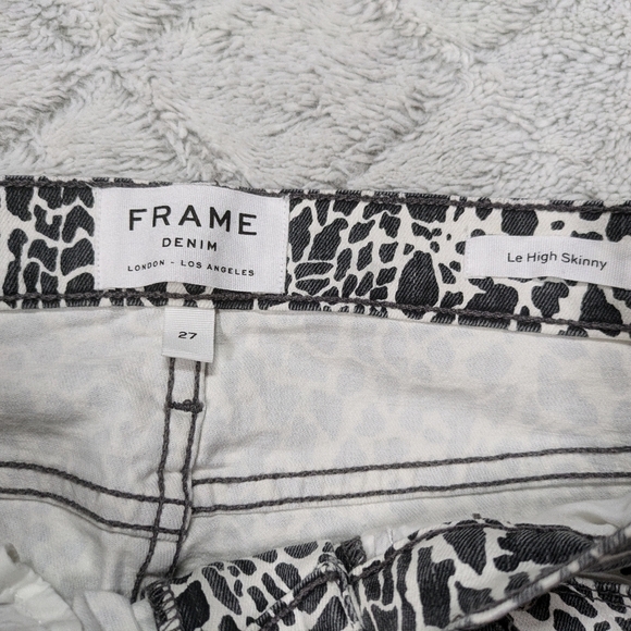 Frame Jeans Women's 27 White Black Animal Print Le High Rise Skinny 28” - Picture 3 of 9